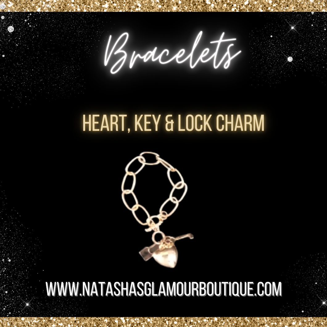 Heart, Key & Lock Charm Bracelet