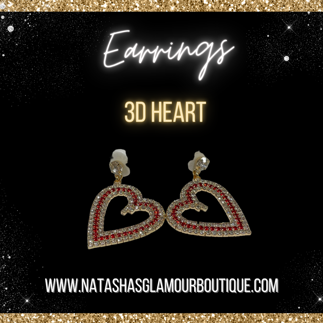 3D Heart Earrings