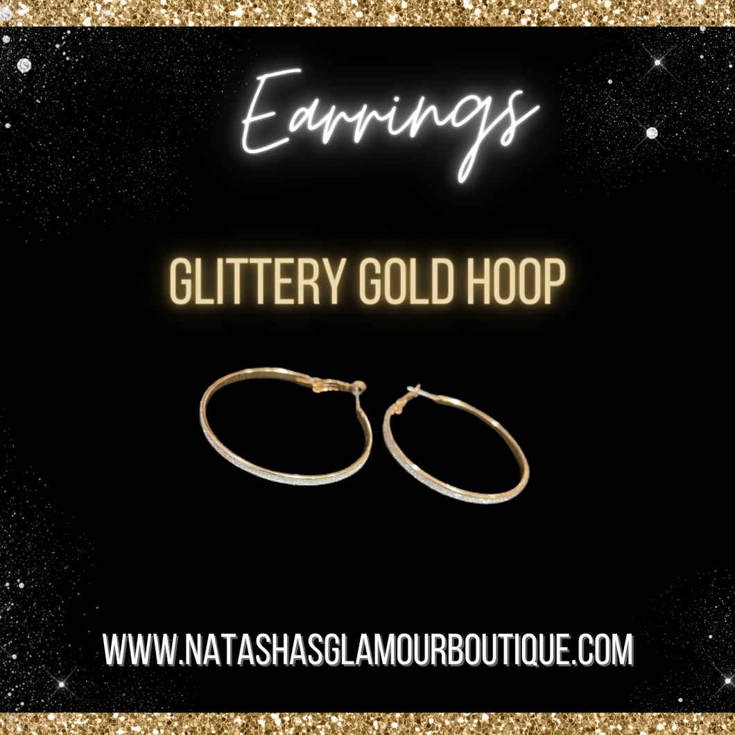 Glittery Gold Hoop Earrings