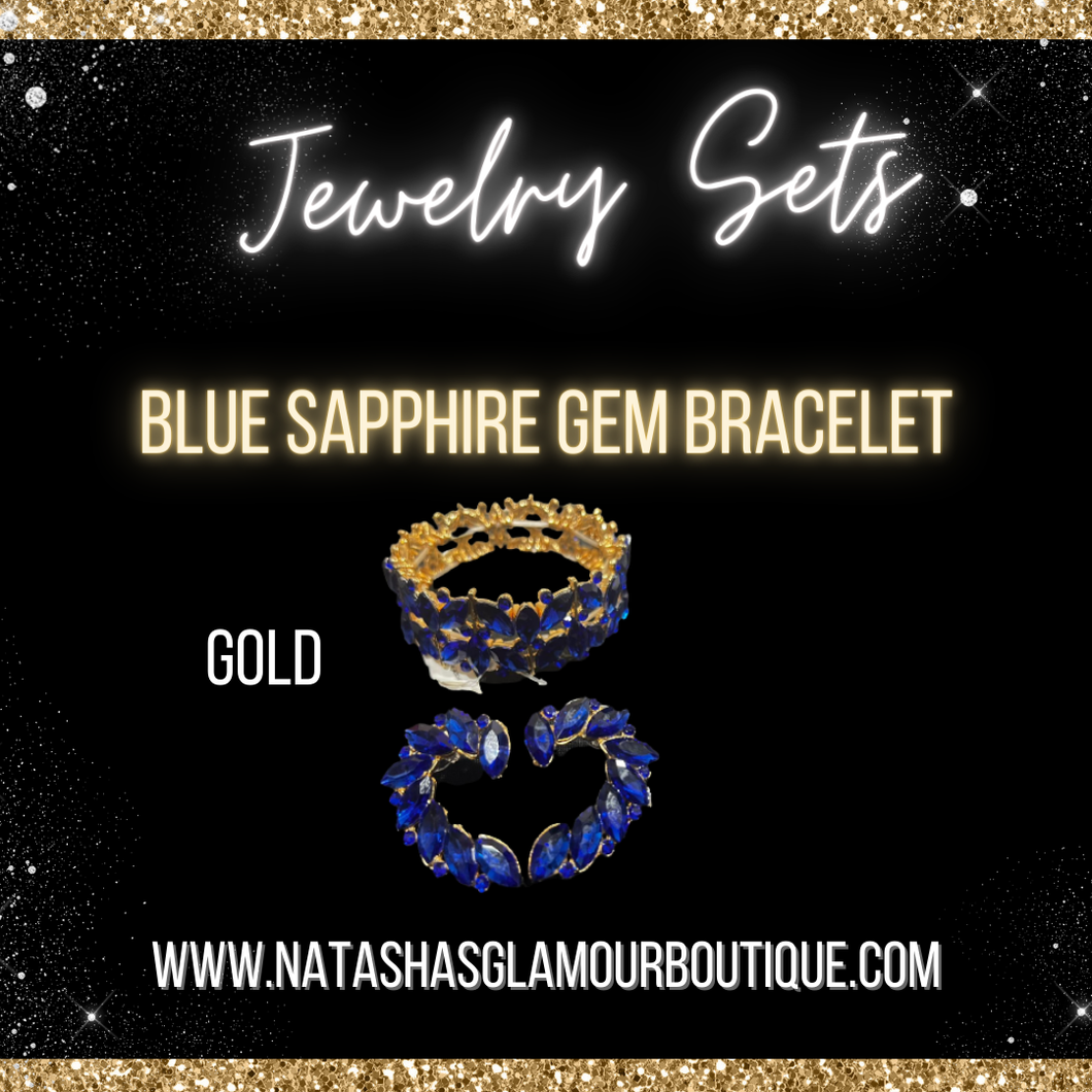 Blue Sapphire Gem Bracelet Set