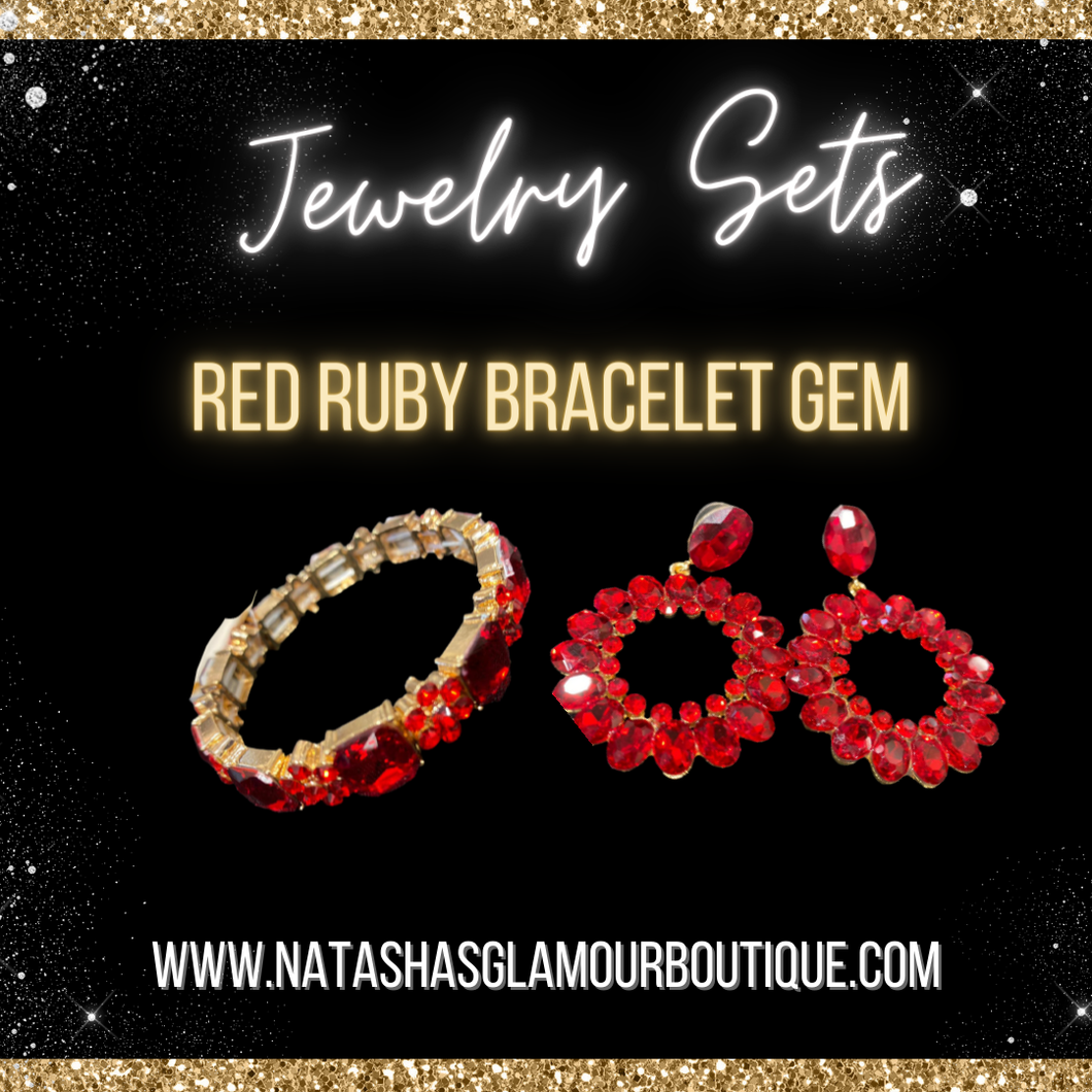 Red Ruby Bracelet Gem Set